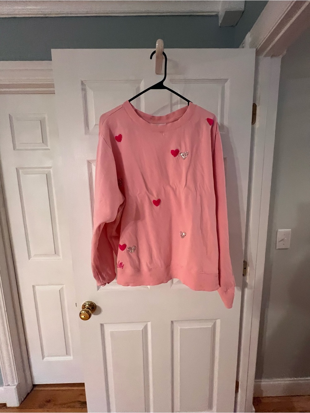 Lilly Pulitzer Pink Heart Appliqué Crewneck Sweatshirt